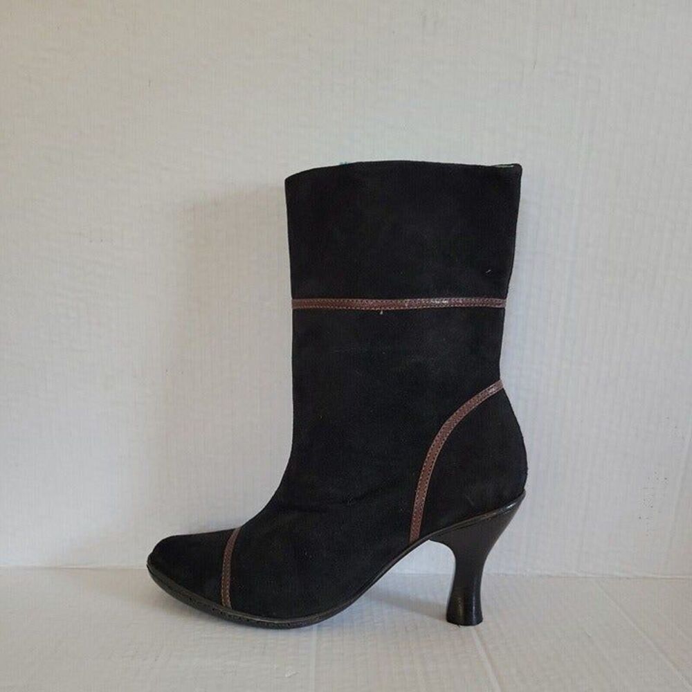 BOLO BORN Vero Cuoio CROWN Beautiful BLACK suede HEELED ankle BOOTS